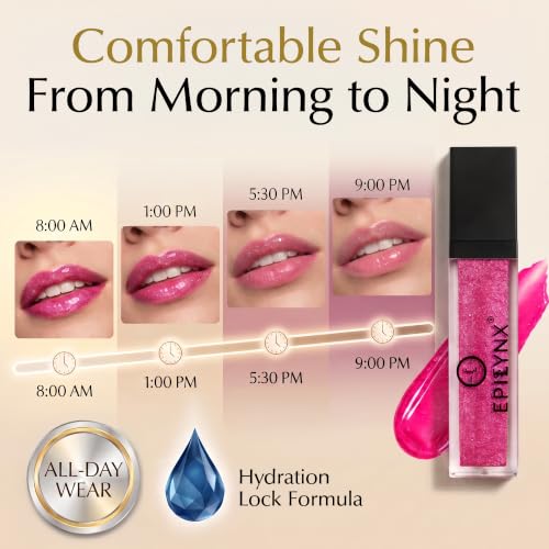 EPILYNX Glitter Lip Gloss Sweet Tooth Fuchsia | Long-Lasting Hydrating Shine
