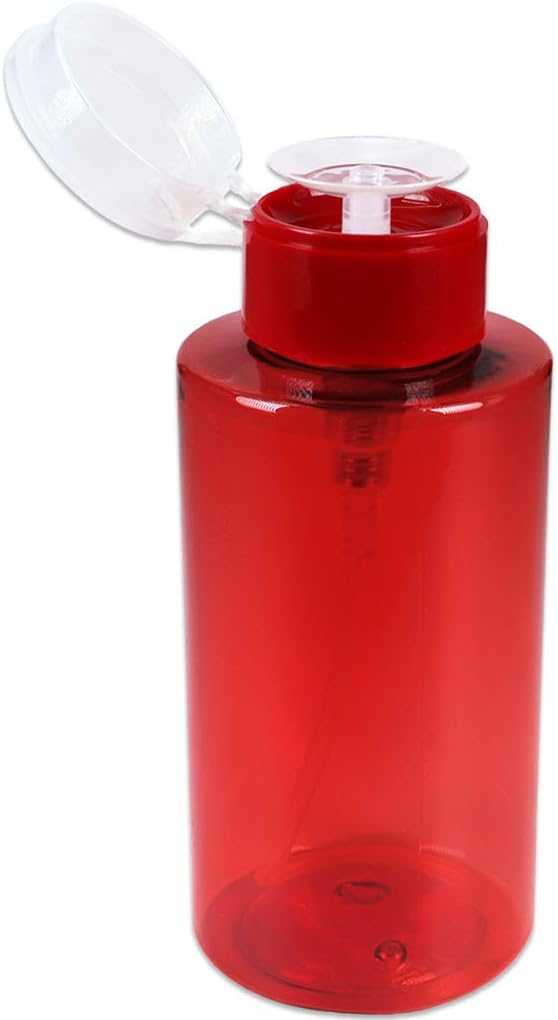 Clear Push Down Pump Dispenser - 3oz Refillable Empty Bottle | Lockable Travel Cosmetic Packaging for Nail Polish