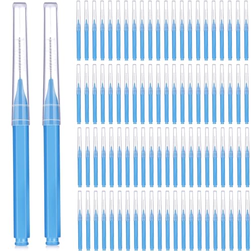Patelai 100 Pcs Interdental Dental Brushes for Braces, Blue, Pack of 100