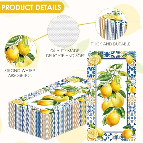 Lemon Disposable Paper Napkins - 100 Pack, 4.3 x 7.8 Inches