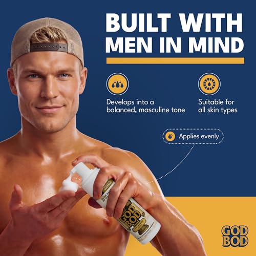 God Bod Men's Self Tanner Foam - Streak-Free Organic Tan, 6.76 FL OZ
