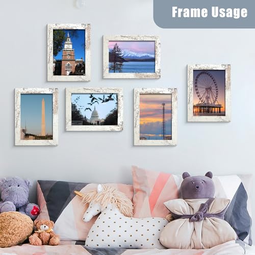 BESCRCL Set of 6 Distressed White 4x6 Picture Frames