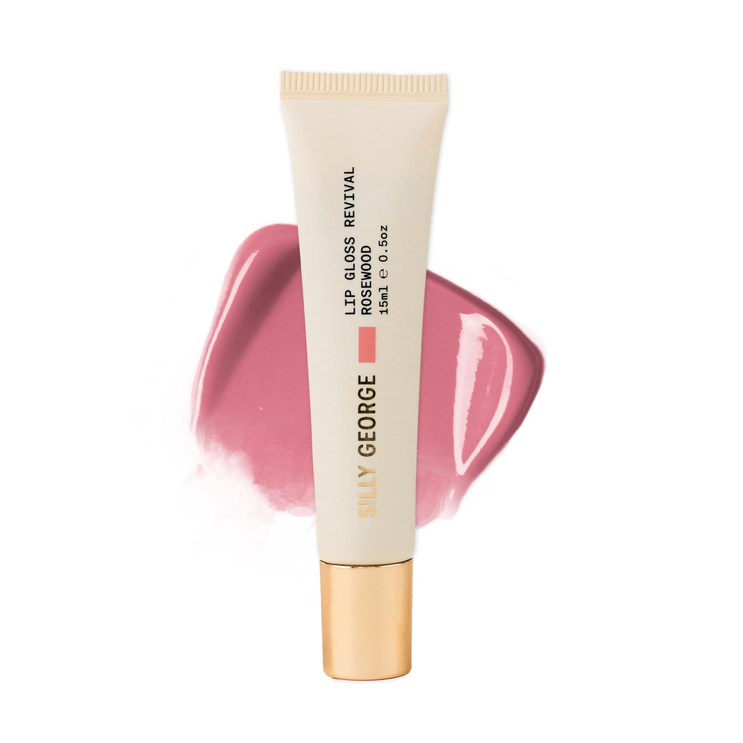 Silly George Lip Gloss Revival - Glossy Hydrating Glaze with Peptides, Shea Butter, & Moisturizing Argan, Macadamia, Babassu Oil for Dry Lips, Clean Beauty Products, Rosewood, 15ml Tubes