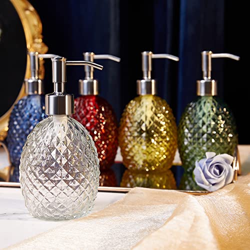 Expibuly 12oz Glass Soap Dispenser with Stainless Steel Pump