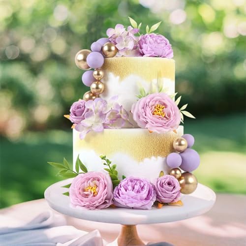 Ercadio 30-Pack Purple Artificial Flower Balls Cake Toppers