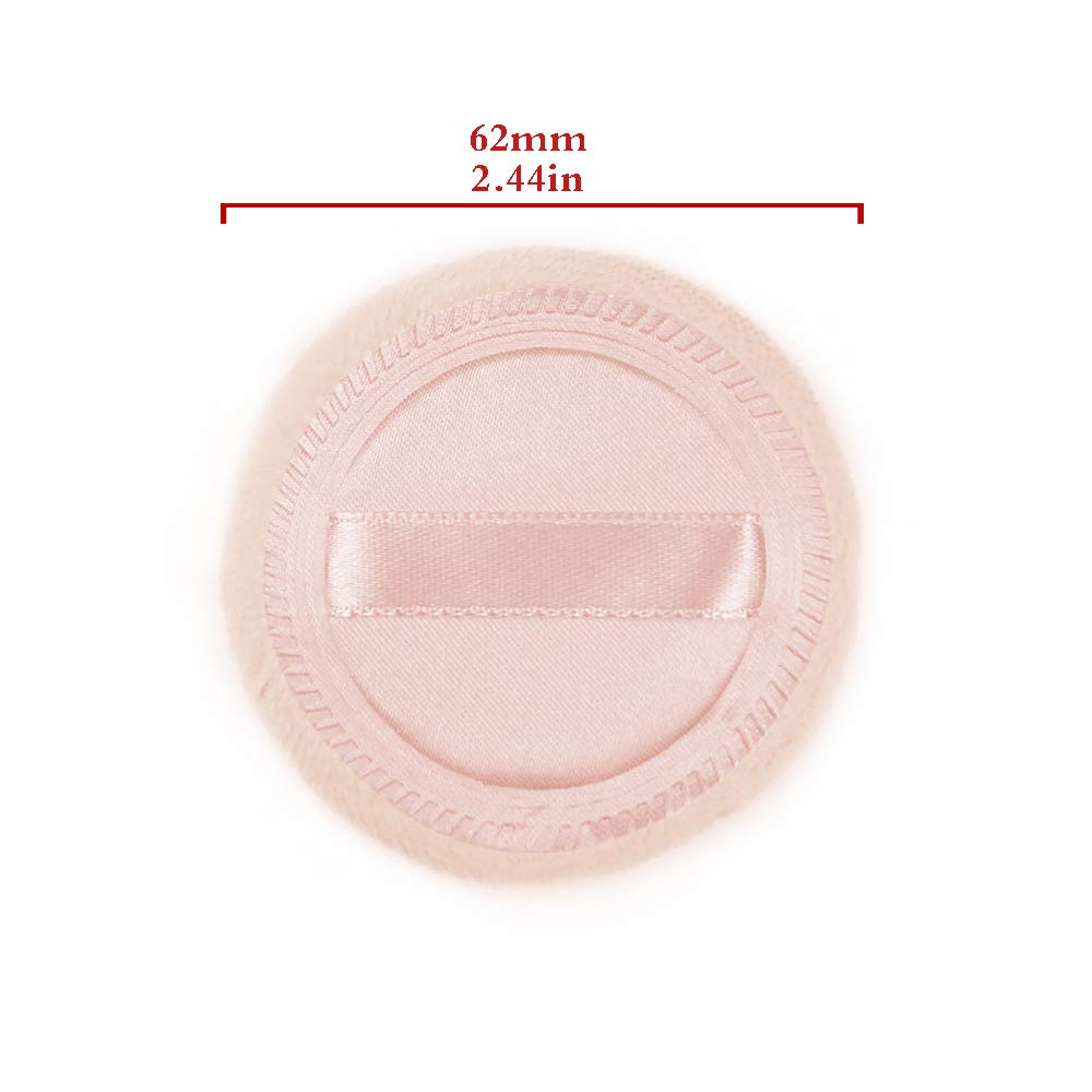 10pcs Powder Puff Cotton Cosmetic Face Makeup Powder Puffs Pads with Ribbon for Loose and Foundation 2.36 inch. (Beige)