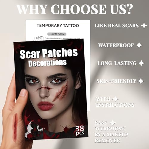 Cerlaza Zombie Scars Temporary Tattoos Kit for Halloween Party