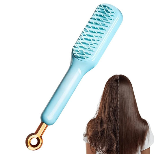 Self Cleaning Hair Brush - Retractable Bristles Detangling Comb for All Hair Types | Compact Travel Size, Blue