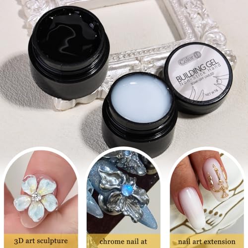 Fcozpjk 3D Sculpting Gel Kit - Clear & White Hard Gel for Nails