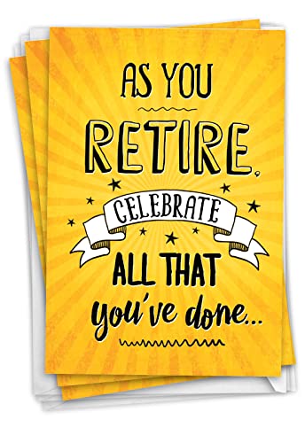 Funny Retirement Greeting Cards - Set of 3 with Envelopes