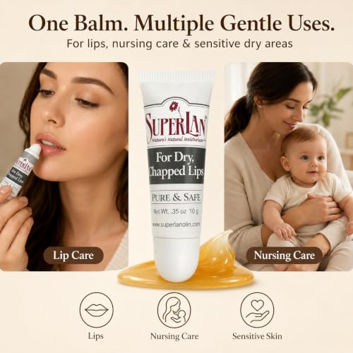 Superlan Organic Lanolin Lip Balm & Nipple Cream 3-Pack Original