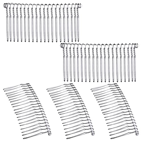 Hicarer White 5 Pcs 20-Teeth Metal Veil Hair Comb Clip