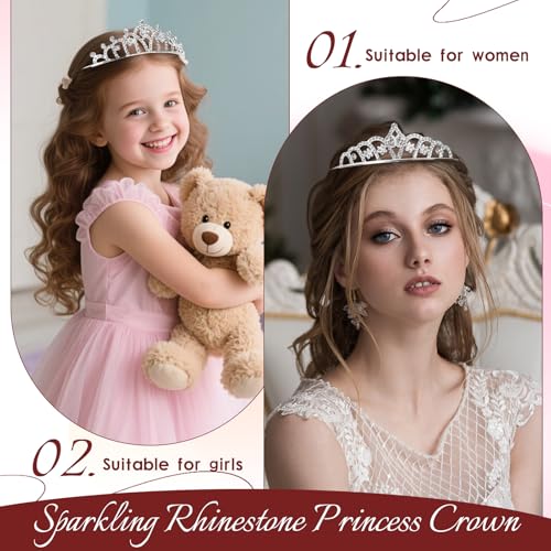 15 Pcs Rhinestone Tiara Crown Headband Set for Girls and Women