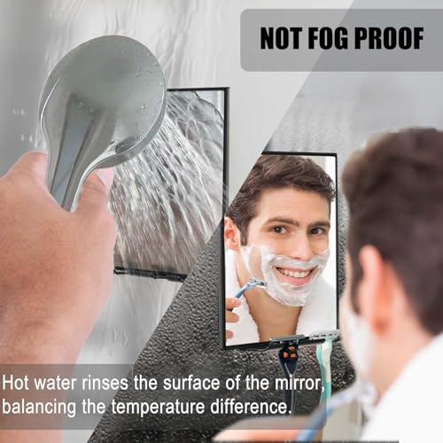 LFOYOU Shower Mirror for Shaving & Washing Your Face with a Squeegee - Built-in Two Razor Holder, 360¡ÆRotation Adjustable Shaving Bathroom Mirror - Easy Install, Home Shower Accessory(Not Fogless)
