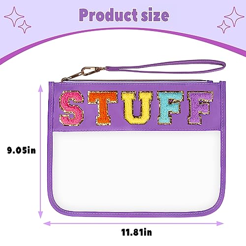 Purple Chenille Letter Makeup Bag - Waterproof Travel Cosmetic Bag