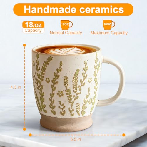 Handcrafted 18oz Coffee Mug - Rustic Ceramic Cup for Tea & Coffee