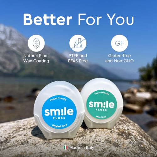 Smile Floss Mint Expanding Dental Floss 90ft Pack of 2 - Non-Toxic, Eco-Friendly, Soft on Gums