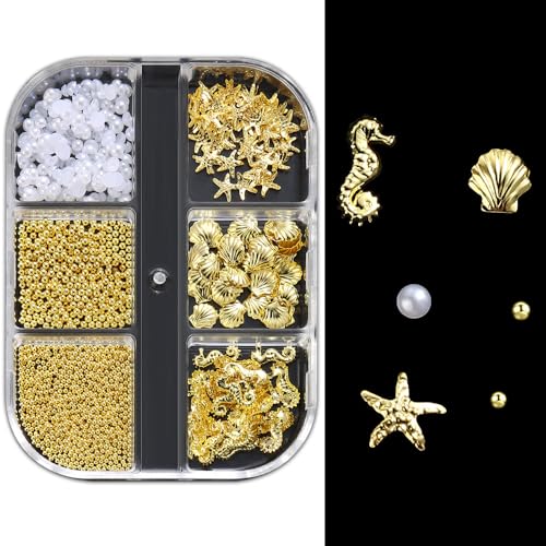 Mixed Nail Art Charms - 3D Starfish, Seahorse & Seashells