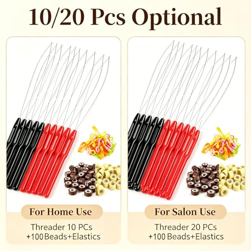 Hair Extension Loop Threader Set - 10 Dual-Color Needles & Accessories