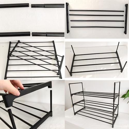 3-Tier Metal Shoe Rack Organizer - Space-Saving Storage for Entryway & Closet