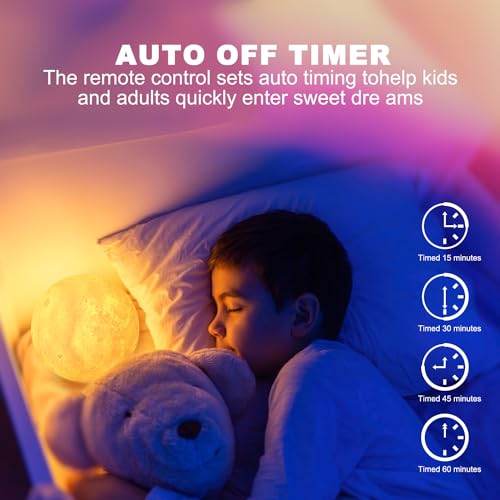 GROPINFLY 3D Moon Lamp with 16 Colors - Remote & Touch Control Night Light