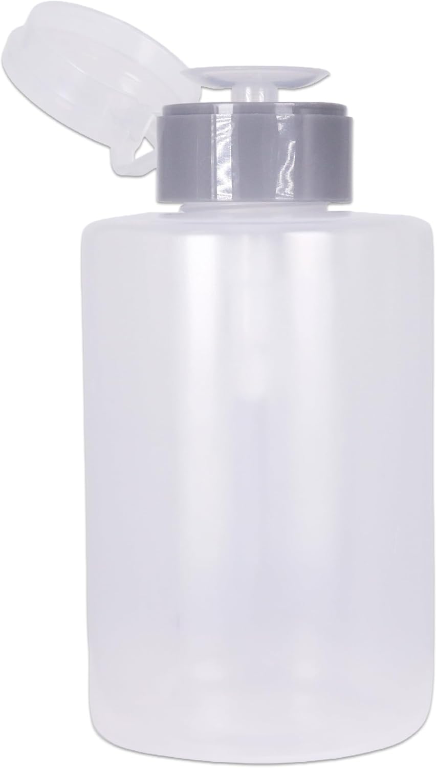 Clear Push Down Pump Dispenser - 3oz Refillable Empty Bottle | Lockable Travel Cosmetic Packaging for Nail Polish