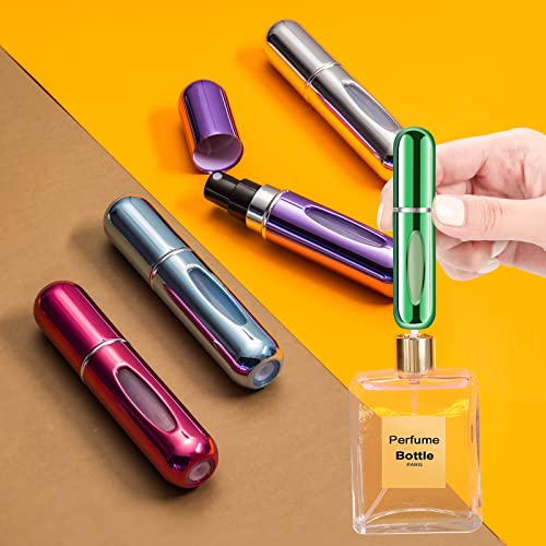 Yamadura 5ml Refillable Perfume Atomizer Bottle Set - Blue, Black, Gold, Pink for Travel & Outgoing (4 Pack)