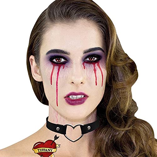 Pandecor Bride Heart & Tiffany Heart Temporary Tattoos with Necklace for Halloween Cosplay