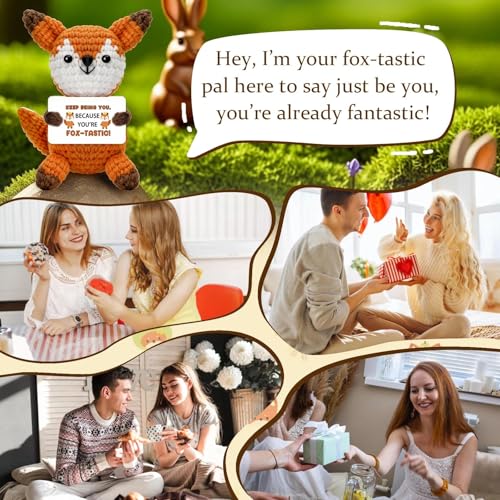 Handmade Crochet Fox Gift - Positive Inspirational Desk Decor