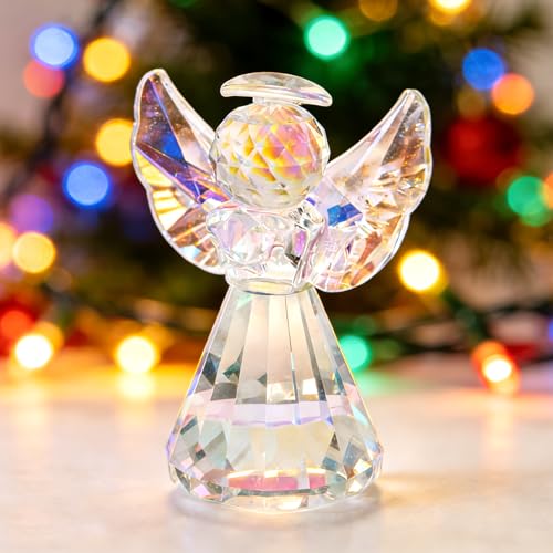 3-Inch Crystal Guardian Angel Figurine - Elegant Home Decor