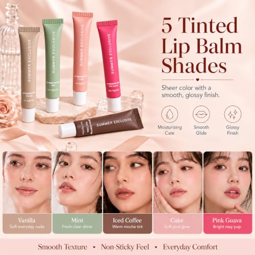 KALLCSENY 4pcs Summer Tinted Lip Balm Butter & Conditioning Lip Mask Set