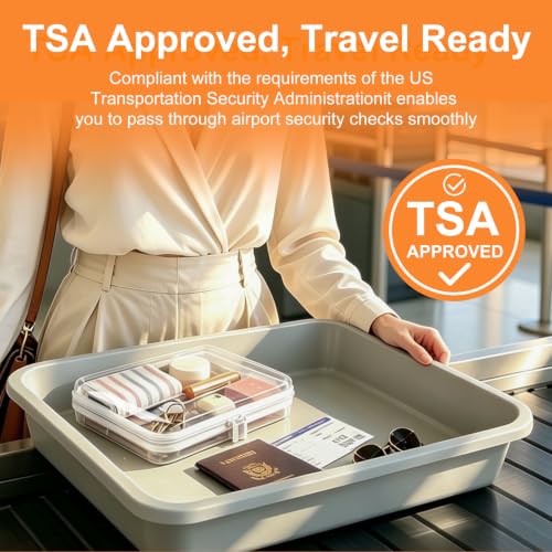 3M Clear Hard Shell Zipper Case - TSA Approved Travel Toiletry & Makeup Bag