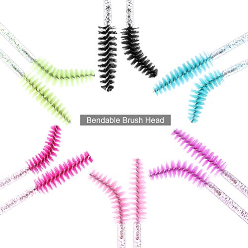 300Pcs Crystal Color Mascara Wands Eyelash Brush Spoolies for Lash Extensions & Eyebrows (6 Colors) – 300Pcs-Crystal-6 Colors