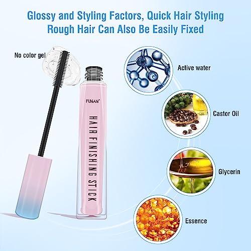 FUNAN Hair Finishing Stick 0.53 Fl Oz Pack of 3 for Taming Flyaways, Pink