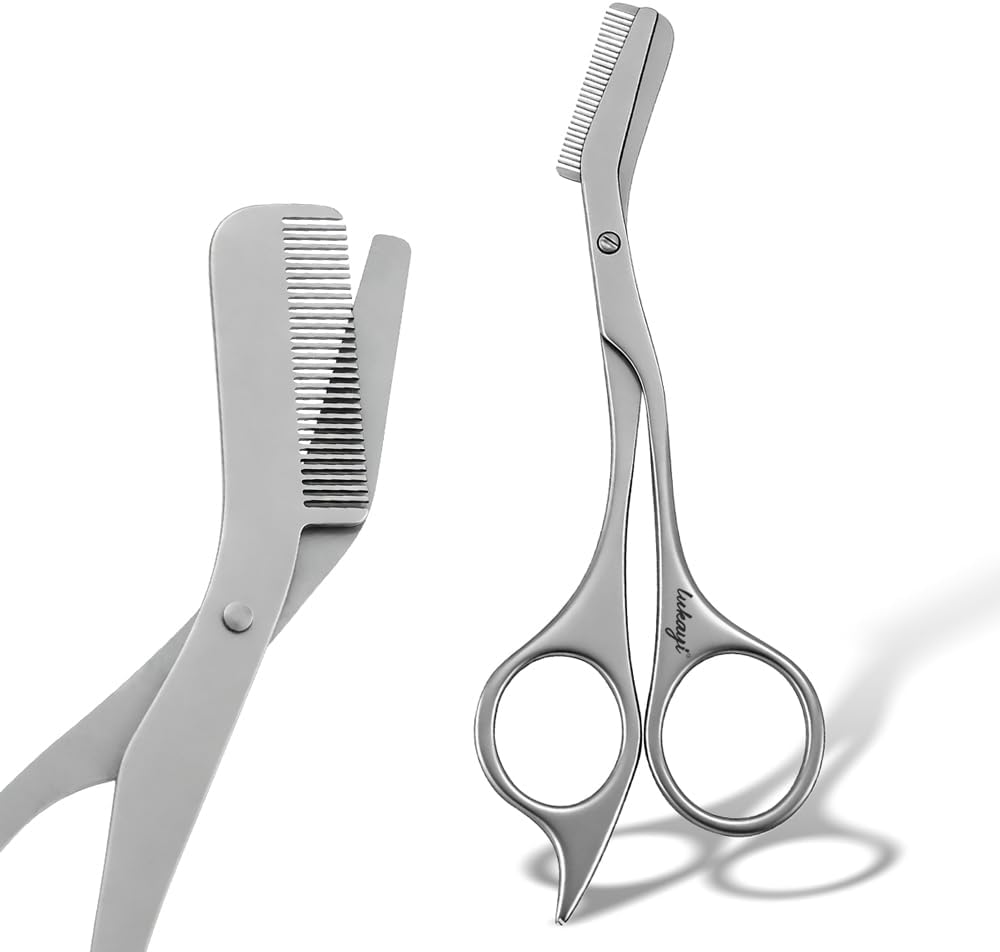 Precision Eyebrow Scissors - Professional Stainless Steel Grooming Tool for Facial Hair & Eyebrow Shaping | Unisex Design