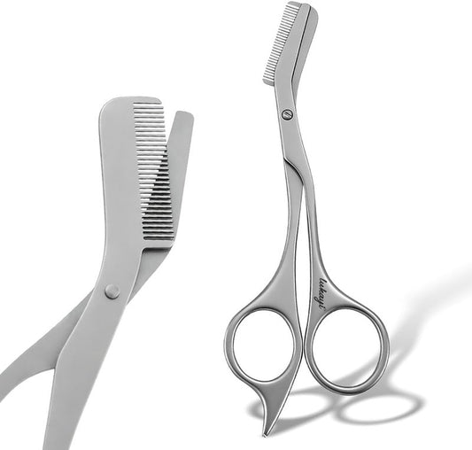 Precision Eyebrow Scissors - Professional Stainless Steel Grooming Tool for Facial Hair & Eyebrow Shaping | Unisex Design