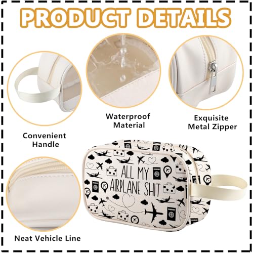 All My Airplane Sh*t Travel Makeup Bag - Cotton Linen Cosmetic Pouch