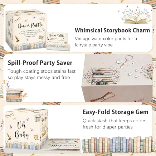 Storybook Baby Shower Diaper Raffle Box with 50 Tickets