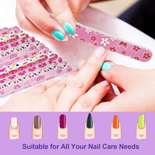 24 Pack Colorful Dual-Sided Nail Files - 180 Grit Emery Board