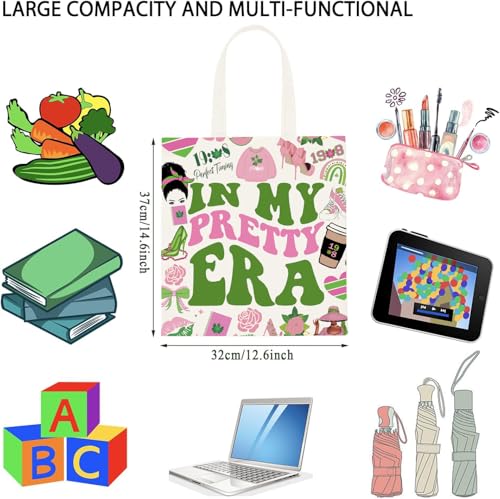 In My Pretty Era Pink and Green Sorority Canvas Tote Bag