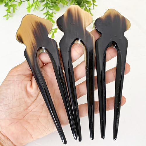 Handmade Natural Buffalo Horn Hair Stick, 5.5-Inch Vintage Hair Pin
