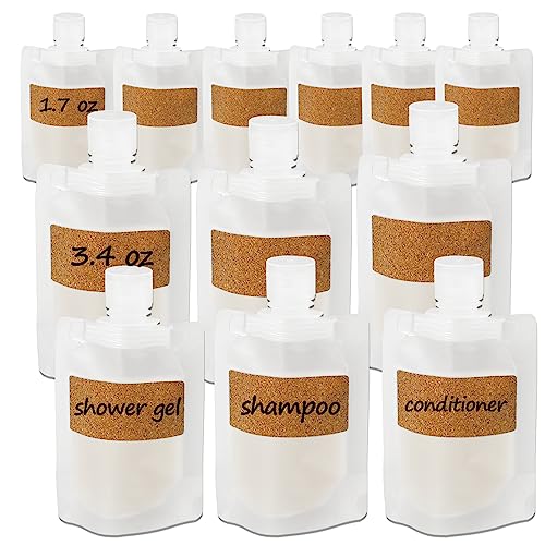 TailaiMei Travel Pouches Set - 12 Refillable Toiletry Bags (1.7 & 3.4 oz)
