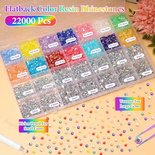 AnoleAir S1 22000PCS Colorful AB & Transparent Rhinestones Bedazzling Craft Kit