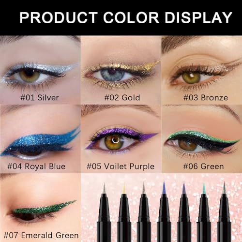evpct 1Pcs Royal Blue Glitter Liquid Eyeliner - Shimmer-04# Metallic Face & Eye Makeup
