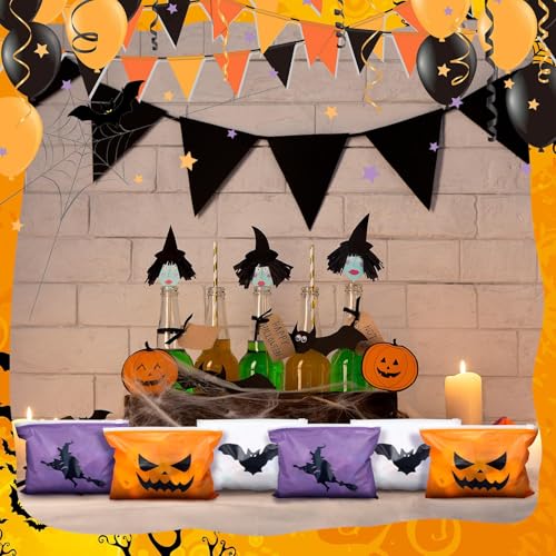 Halloween Treat Bags Bulk Set - 150 Waterproof Zipper Pouches with Witch, Bat, Pumpkin Designs
