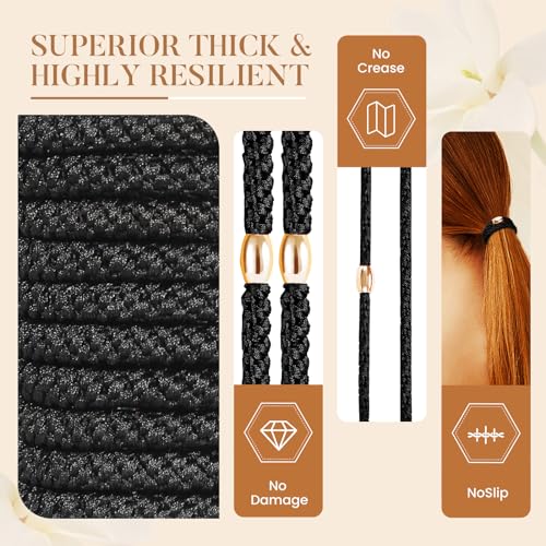 Forenee 10Pcs Black Braided Hair Ties for Thick Hair