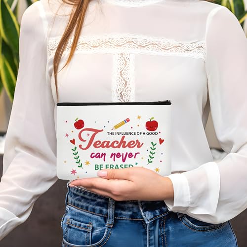 Teacher Appreciation Makeup Bag Set - 4 Pcs Canvas Cosmetic Bags