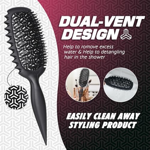 Candy Brush Black Vented Detangling Hair Brush for Wet & Dry Hair - EdgeLift Styling, All Hair Types