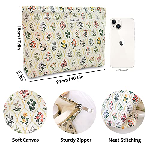 STARDW Floral Makeup Bag - Cute Travel Cosmetic Pouch for Women