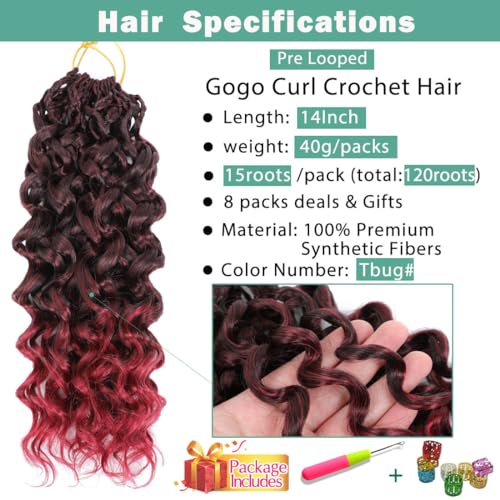 Agstgla 14 Inch Gogo Curl Crochet Hair - Pre-Looped Synthetic Extensions